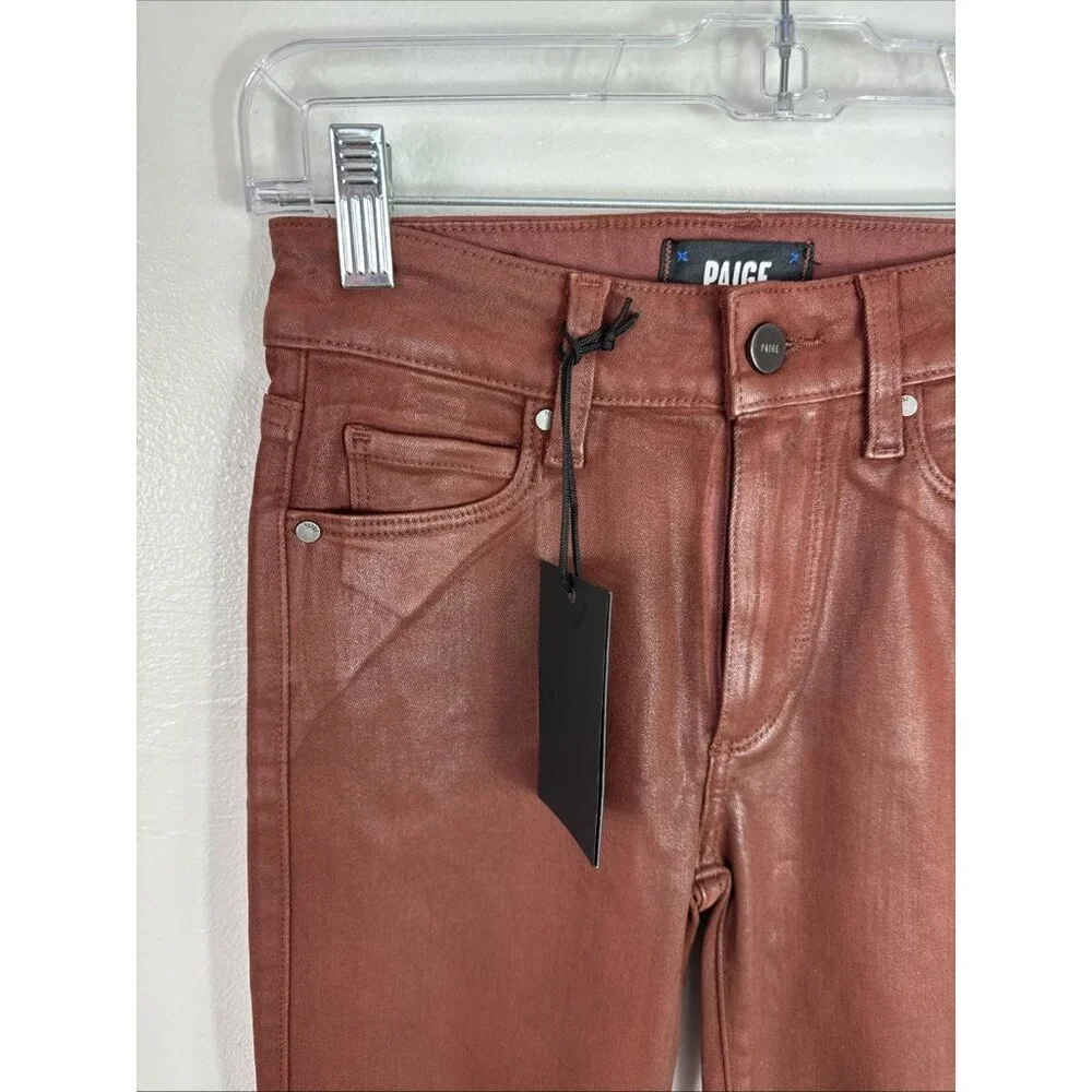 Paige Women's 23 Hoxton Ankle Luxe Coating Jeans Rust‎ Inseam 27.5